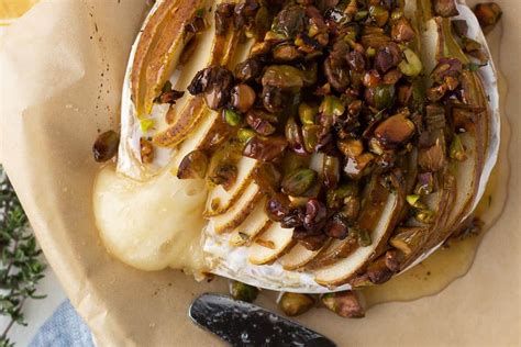 Baked Brie With Pears Pistachios And Honey Cup Of Zest