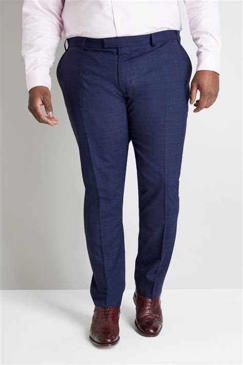 Moss 1851 Tailored Fit Navy Check Trousers Buy Online At Moss
