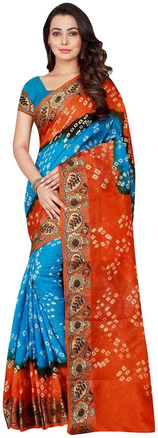 Buy Svb Sarees Embellished Bandhani Cotton Silk Saree Multicolor Online At Low Prices In India