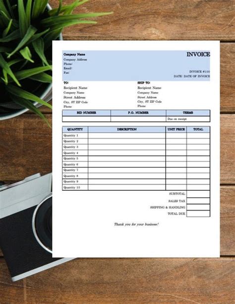 Simple Invoice Template Editable Word Invoice Template Etsy Free Nude My Xxx Hot Girl