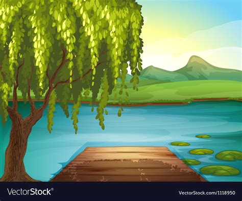 River And Jetty Royalty Free Vector Image Vectorstock