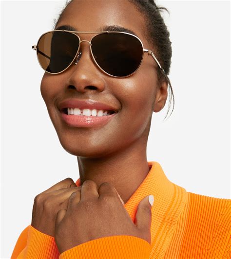 Womens Classic Aviator Sunglasses In Gold Cole Haan