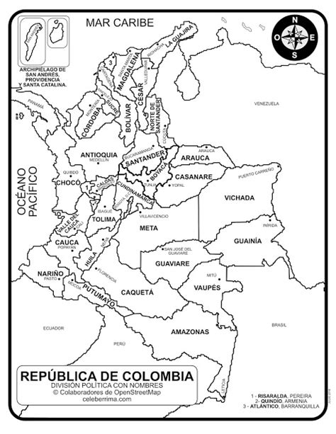 Croquis Mapa Politico De Colombia Para Imprimir