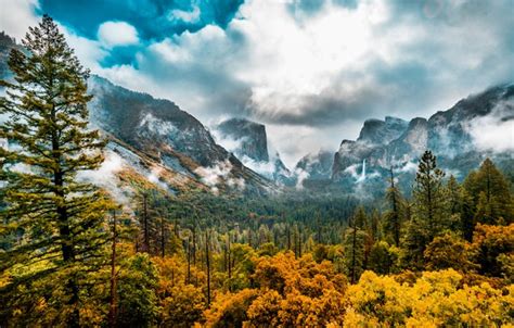 Wallpaper Autumn Forest Trees Mountains Valley Ca California