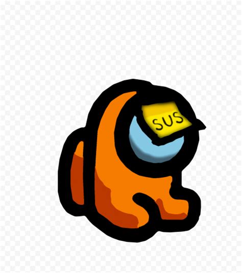 Hd Orange Among Us Mini Crewmate Baby Sus Sticky Note Hat Png Citypng