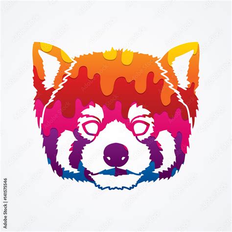 Red Panda Face Head Designed Using Melting Colors Graphic Vector Stock
