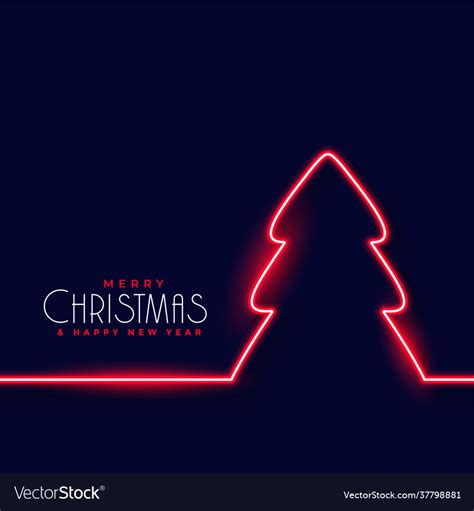 Red Neon Christmas Tree Background Royalty Free Vector Image