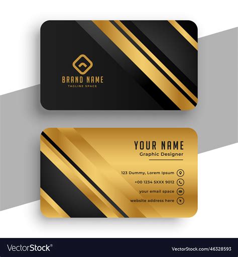 Black And Gold Premium Business Card Template Vector Image