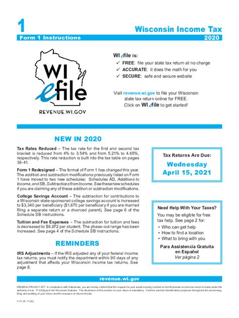Printable Wisconsin Form 1 Printable Forms Free Online
