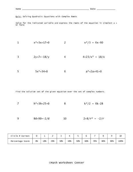 Roots Of Complex Numbers Worksheet