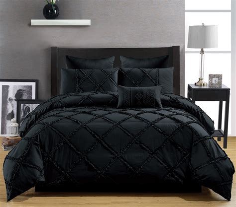 11 Piece Cannes Bed In A Bag W500tc Cotton Sheet Set Black Comforter