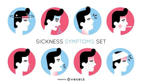 Sickness Symptoms Illustration Set Vector Download
