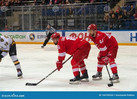 Kulik Evgeny 44 On The Hockey Game Spartak Vs Severstal Cherepovets Editorial Stock Image
