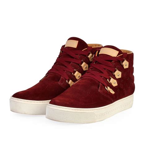 Louis Vuitton Suede High Top Sneakers Burgundy S 375 45 Luxity