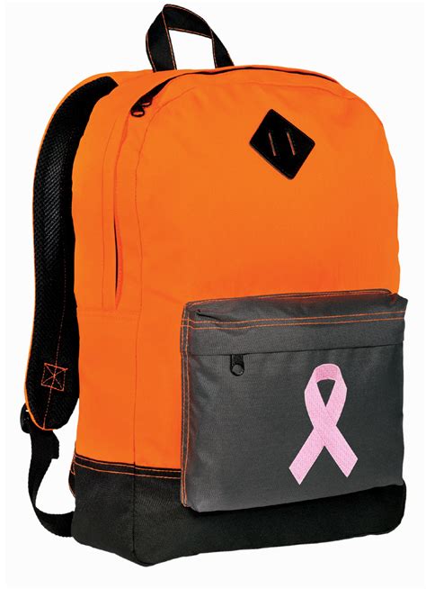 Pink Ribbon Backpack Hi Visibility Orange Classic Style