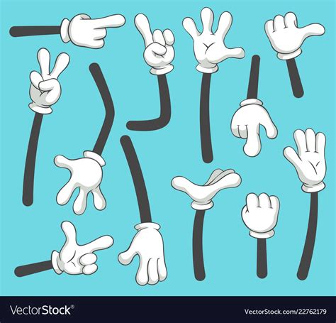 Cartoon Arms Doodle Gloved Pointing Hands Vector Image