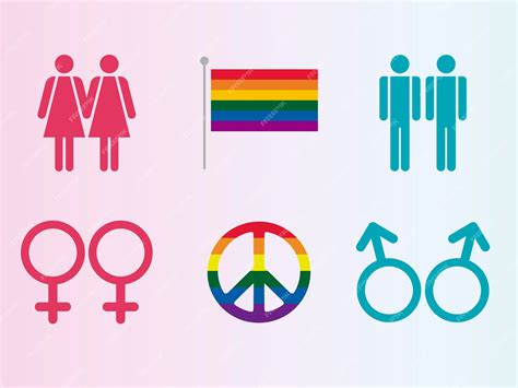 premium vector lgbt icons set pride day gender identity gay and lesbian rainbow love peace