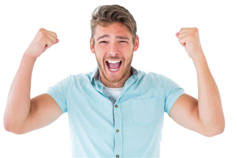 Handsome Young Man Cheering At Camera Stock Image Image Of Length