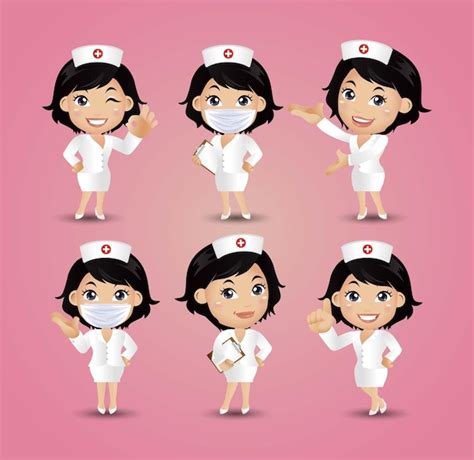 Premium Vector Female Nurse With Different Poses
