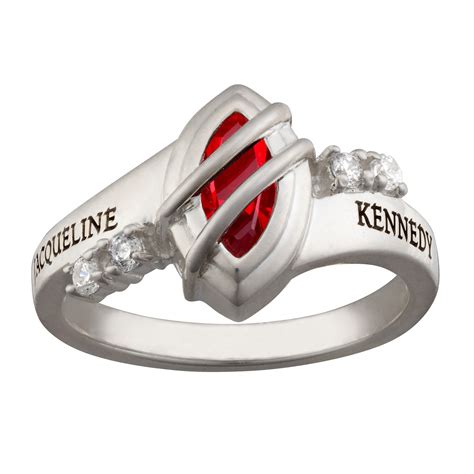 Buy Ladies Gold Over Sterling Marquise Stone And Diamond Class Ring