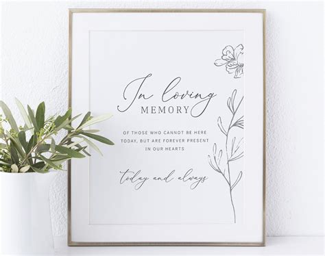 In Memory Sign Template Non Editable Instant Download Etsy Sign