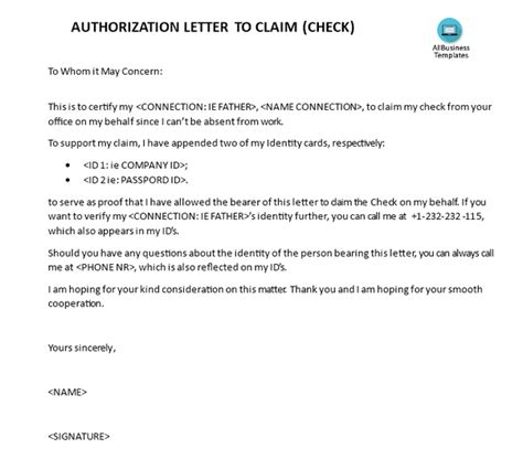 good sample authorization letter  collect
