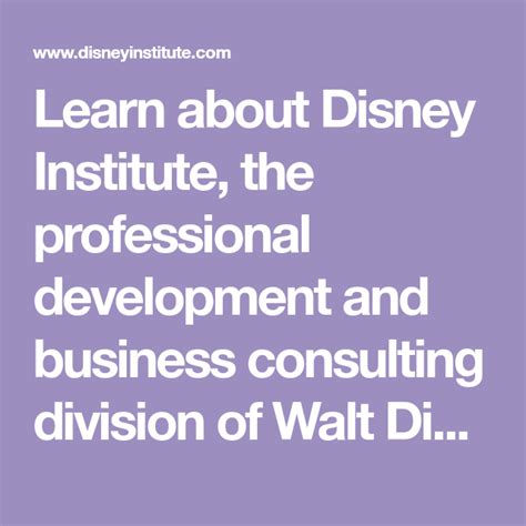 Learn About Disney Institute The Professional Development And Business