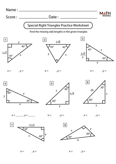 Practice Worksheet Right Triangle Trigonometry