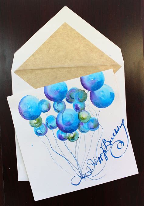 Watercolor Balloons 5x7 Watercolor Birthday Cards Paint Cards Handmade Birthday Cards