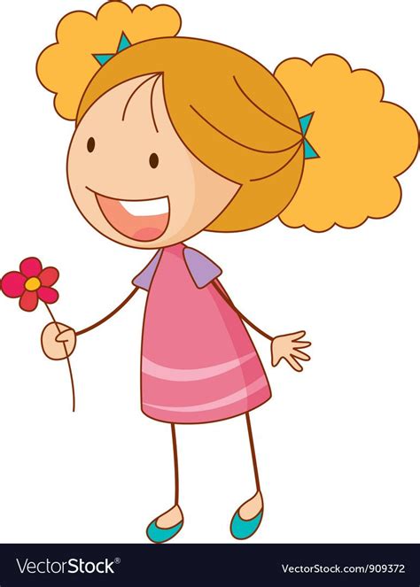 Flower Girl Vector Image On Vectorstock In 2020 Royalty Free Clipart