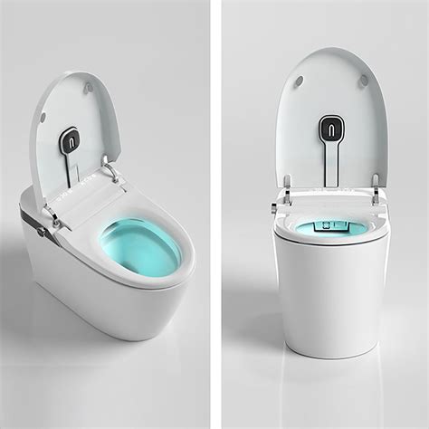 Smart 1 Piece Elongated Automatic Toilet In White Led Display Screen