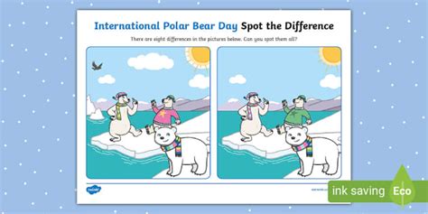 International Polar Bear Day Spot The Difference Sheet