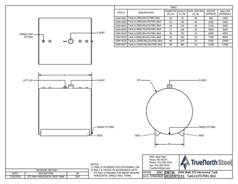 Tns Single Wall Horizontal Skid Tanks Drawing Pdf