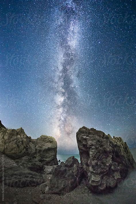 The Milky Way Over Rock Formation In Lefkada Greece By