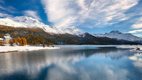 Sfondi Foresta Natura Paesaggio Water Ripples Montagna Innevata