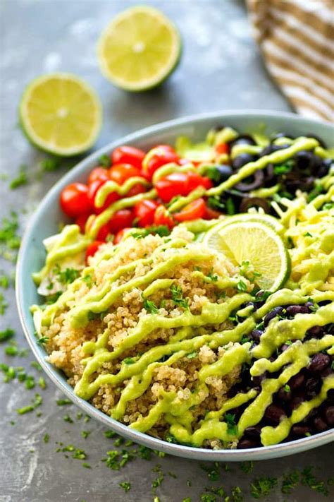 Prepare dressing by adding all ingredients to a blender or food processor and blending until creamy and smooth, scraping down sides as needed. Mexican-Style Quinoa Salad with Avocado Lime Dressing