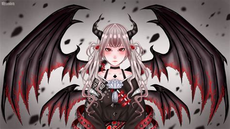 Wallpaper Demon Horns Wings Anime Hd Picture Image