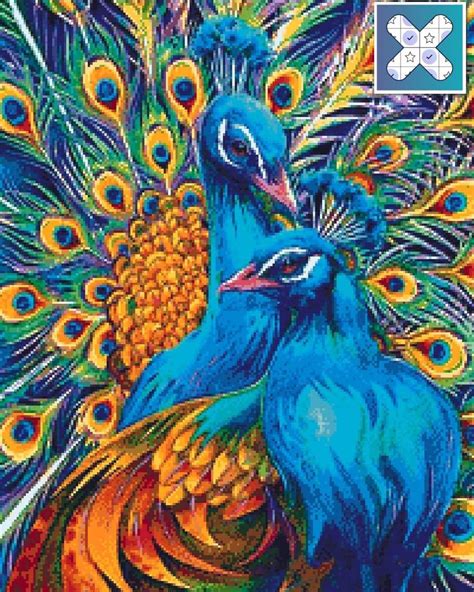 Peacocks Cross Stitch Pattern Landscape Instant Download Pdf Etsy
