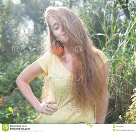 Pretty Blonde Outdoors Colorized Image Stock Image Image Of