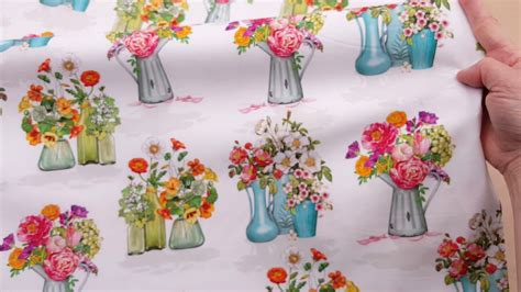 White Fabric With Colorful Flowers And Vases By Robert Kaufman Youtube