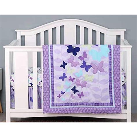 Sweet Baba Luxury 4 Piece Butterfly Crib Bedding Setpurple Crib Set