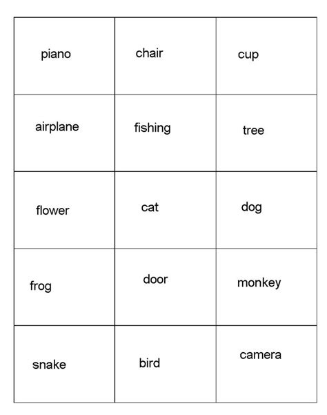 Words1bmp 886×1123 Pixels Charades For Kids Pictionary Words Charades