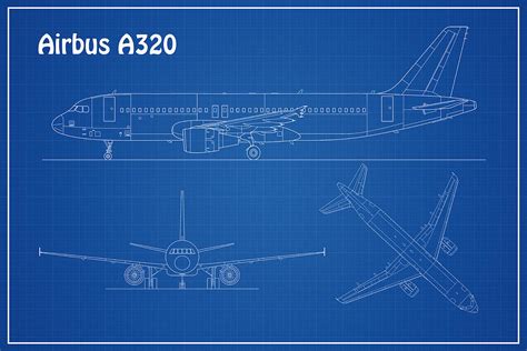 Airbus A320 Airplane Blueprint Drawing Plans A Digital Art By