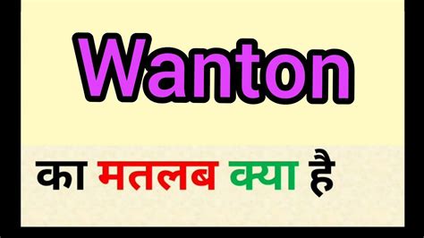 Wanton Meaning In Hindi Wanton Ka Matlab Kya Hota Hai Word Meaning English To Hindi Youtube