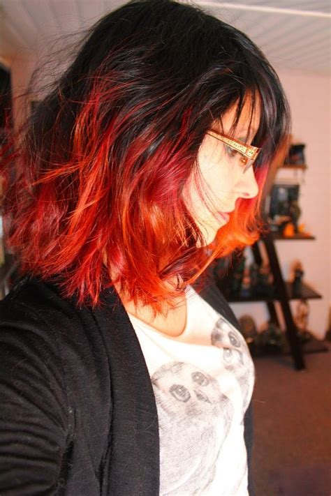 How to dip dye your hair at home. Short red and orange dip-dye. This is actually gives me an ...
