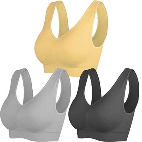 cabales sports bras for women seamless comfortable yoga bra with removable pads 3 pack black