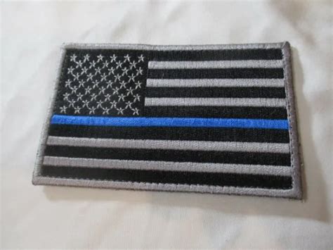 AMERICAN FLAG THIN Blue Line Tactical Self Attaching Patch SWAT