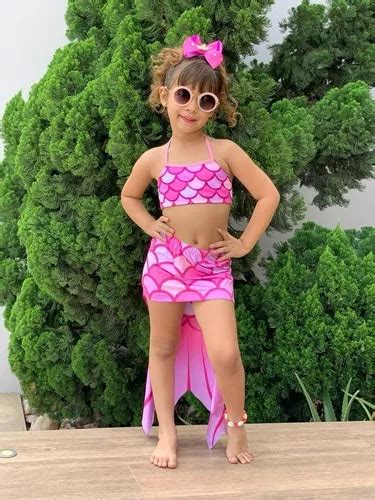 Biquini Infantil Top Saia Calcinha Sereia Moda Praia Menina