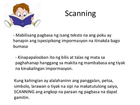 Pagbasa Scanning At Skimming Pptx Batayang Kaalaman Sa Mapanuring