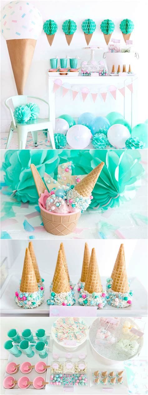 Ice Cream Party Ideas Ice Cream Bar Mint Pink And Aqua Girls Birthday Party Ice Cream